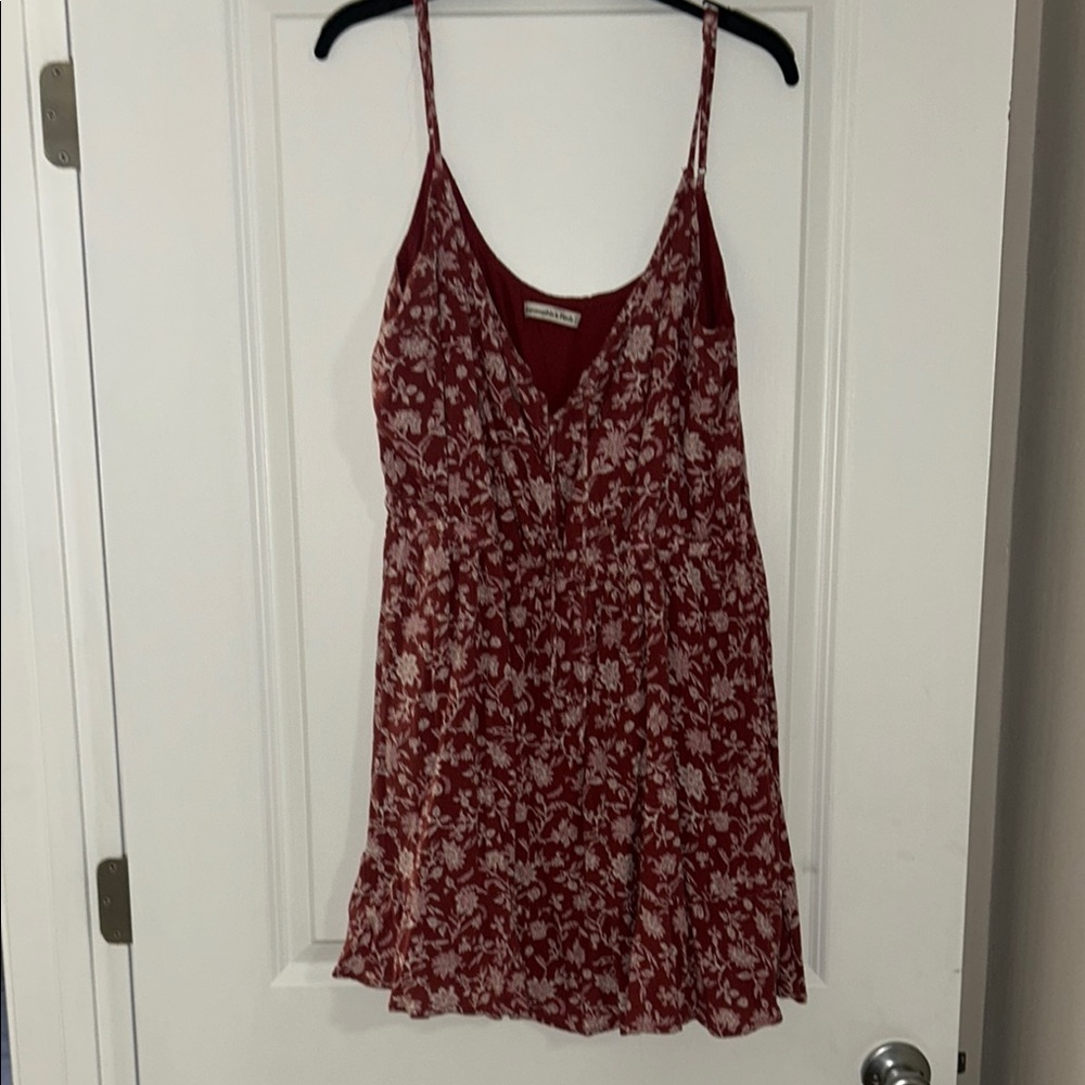 Abercrombie & Fitch Red Asymmetrical Ruffled Camisole Dress